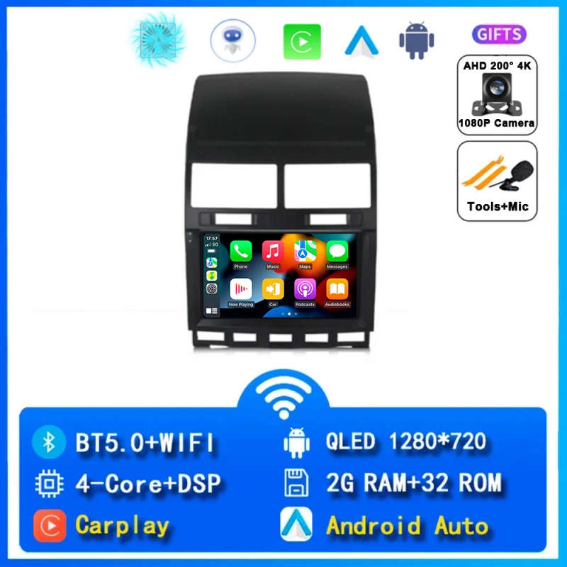 Android 14 Carplay Auto Car Radio For Volkswagen Touareg GP 2002 - 2010 Navigation GPS Multimedia...