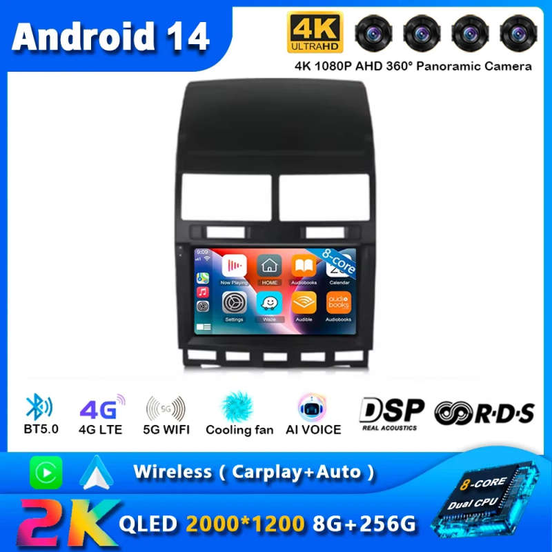 Android 14 Carplay Auto Car Radio For Volkswagen Touareg GP 2002 - 2010 Navigation GPS Multimedia...
