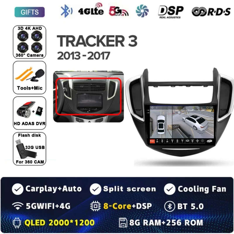 Android 14 Carplay Auto For Chevrolet Tracker 3 2013 - 2017 Car Radio Multimedia Video Player Nav...