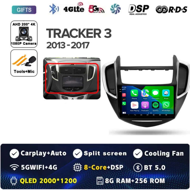 Android 14 Carplay Auto For Chevrolet Tracker 3 2013 - 2017 Car Radio Multimedia Video Player Nav...