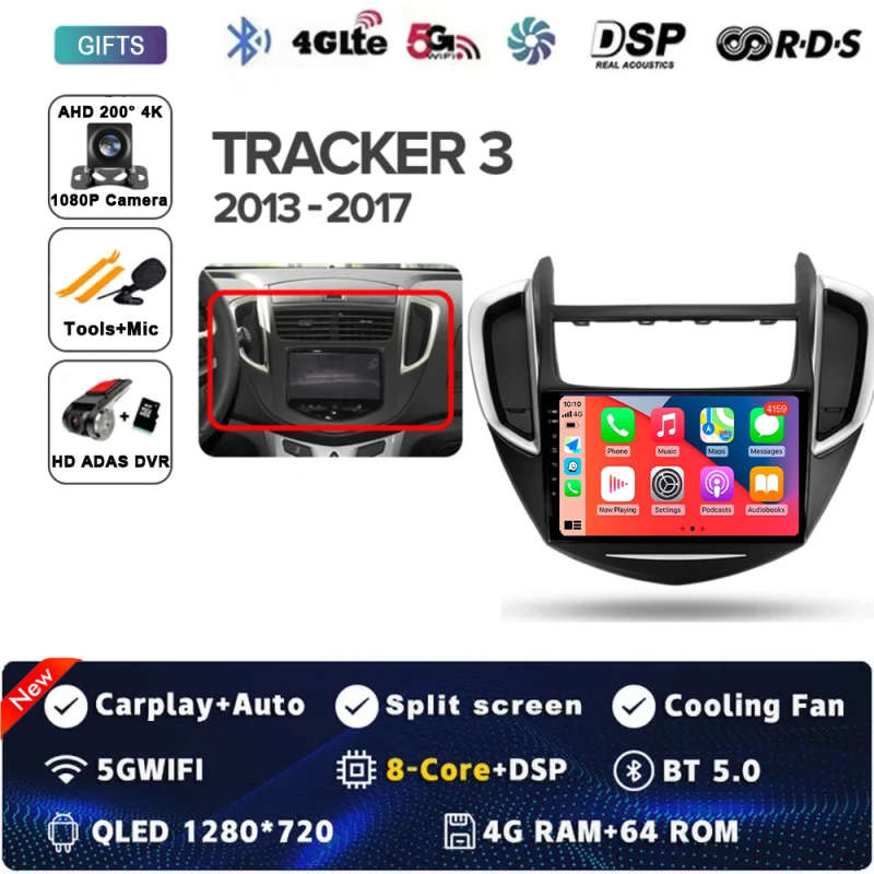 Android 14 Carplay Auto For Chevrolet Tracker 3 2013 - 2017 Car Radio Multimedia Video Player Nav...