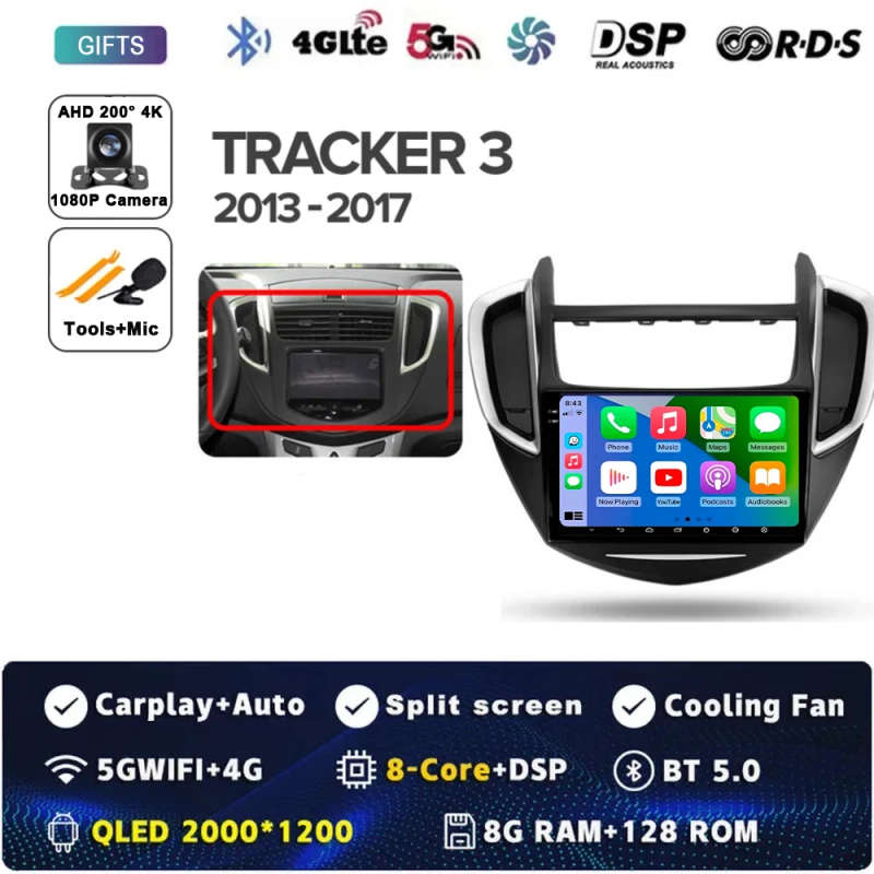 Android 14 Carplay Auto For Chevrolet Tracker 3 2013 - 2017 Car Radio Multimedia Video Player Nav...
