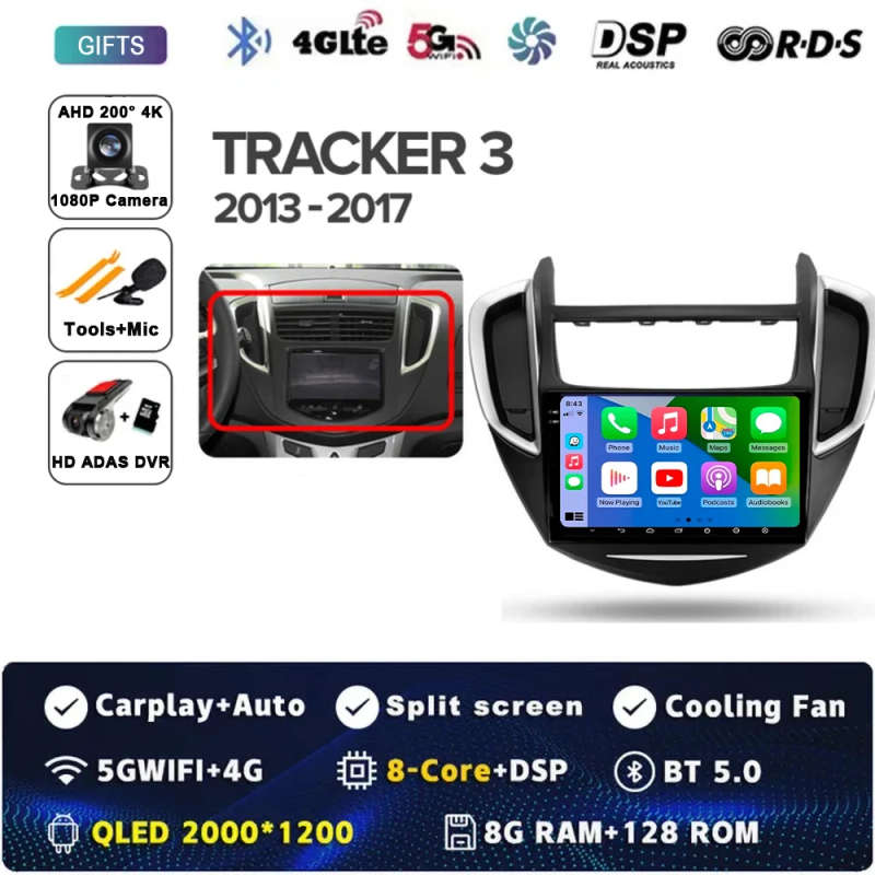 Android 14 Carplay Auto For Chevrolet Tracker 3 2013 - 2017 Car Radio Multimedia Video Player Nav...