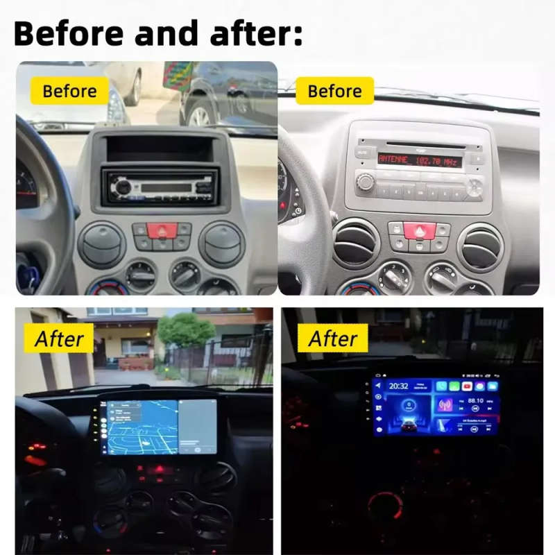 Android 14 Carplay Auto For FIAT Panda 2003 - 2012 Car Radio Multimedia Video Player Navigation G...