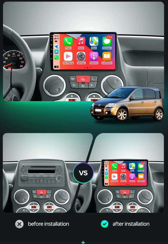 Android 14 Carplay Auto For FIAT Panda 2003 - 2012 Car Radio Multimedia Video Player Navigation G...
