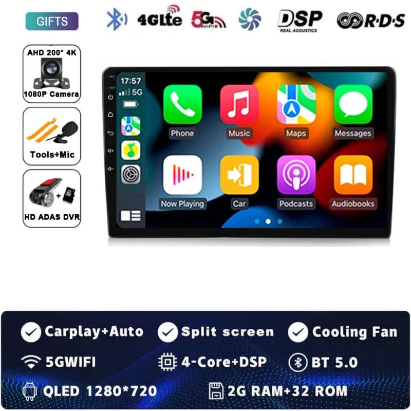 Android 14 Carplay Auto For FIAT Panda 2003 - 2012 Car Radio Multimedia Video Player Navigation G...