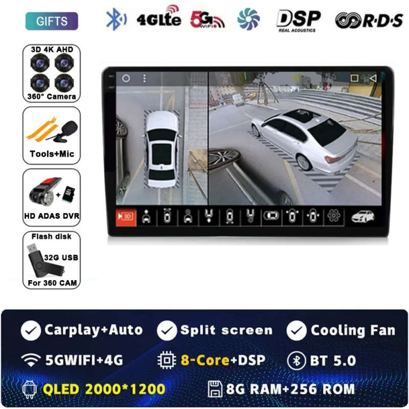 Android 14 Carplay Auto For FIAT Panda 2003 - 2012 Car Radio Multimedia Video Player Navigation G...