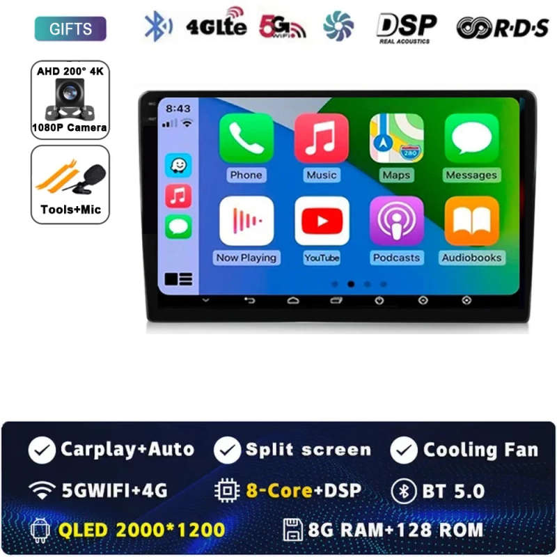 Android 14 Carplay Auto For FIAT Panda 2003 - 2012 Car Radio Multimedia Video Player Navigation G...