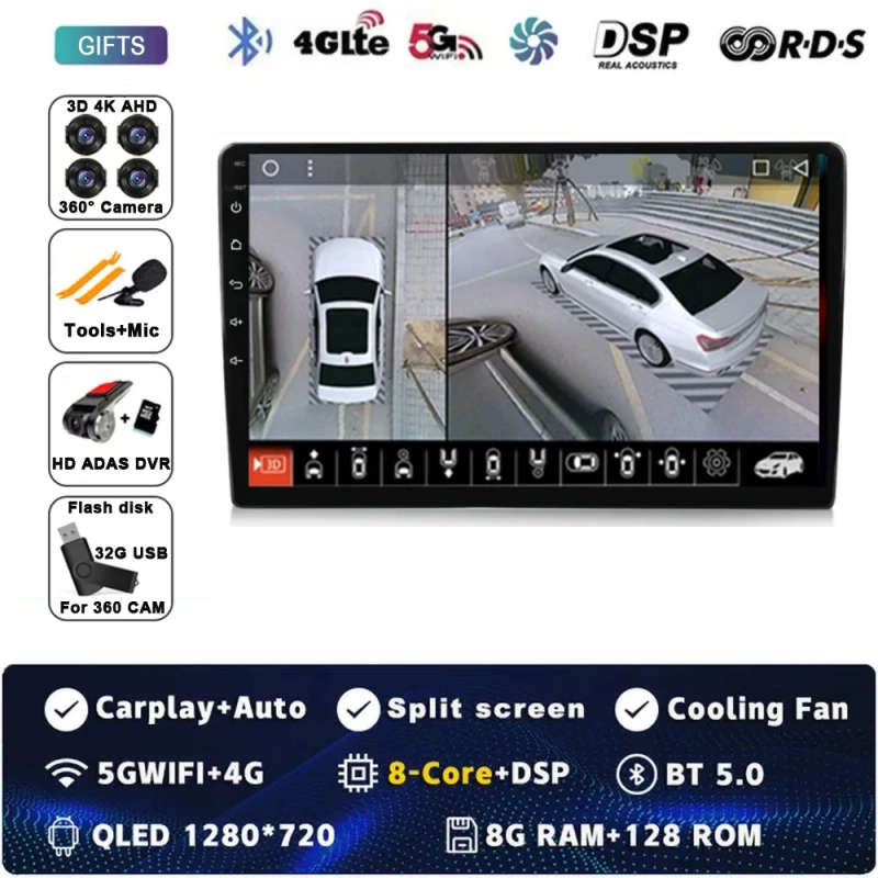 Android 14 Carplay Auto For FIAT Panda 2003 - 2012 Car Radio Multimedia Video Player Navigation G...