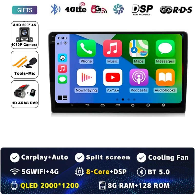 Android 14 Carplay Auto For FIAT Panda 2003 - 2012 Car Radio Multimedia Video Player Navigation G...