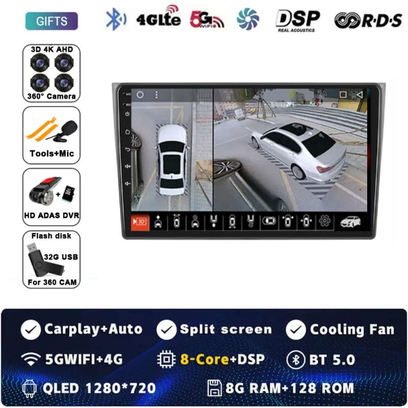 Android 14 Carplay Auto For Mazda CX-9 2007-2015 Car Radio Multimedia Video Player Navigation GPS...