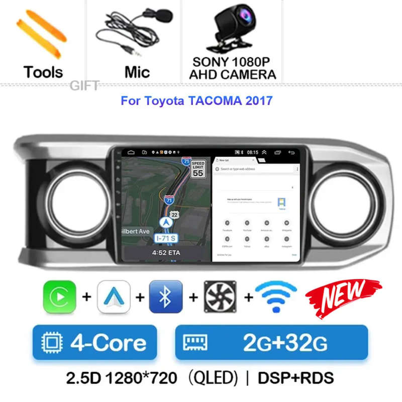Android 14 Carplay Auto For Toyota TACOMA 2017 Car Radio Multimidia Video Player GPS Navigation 2...