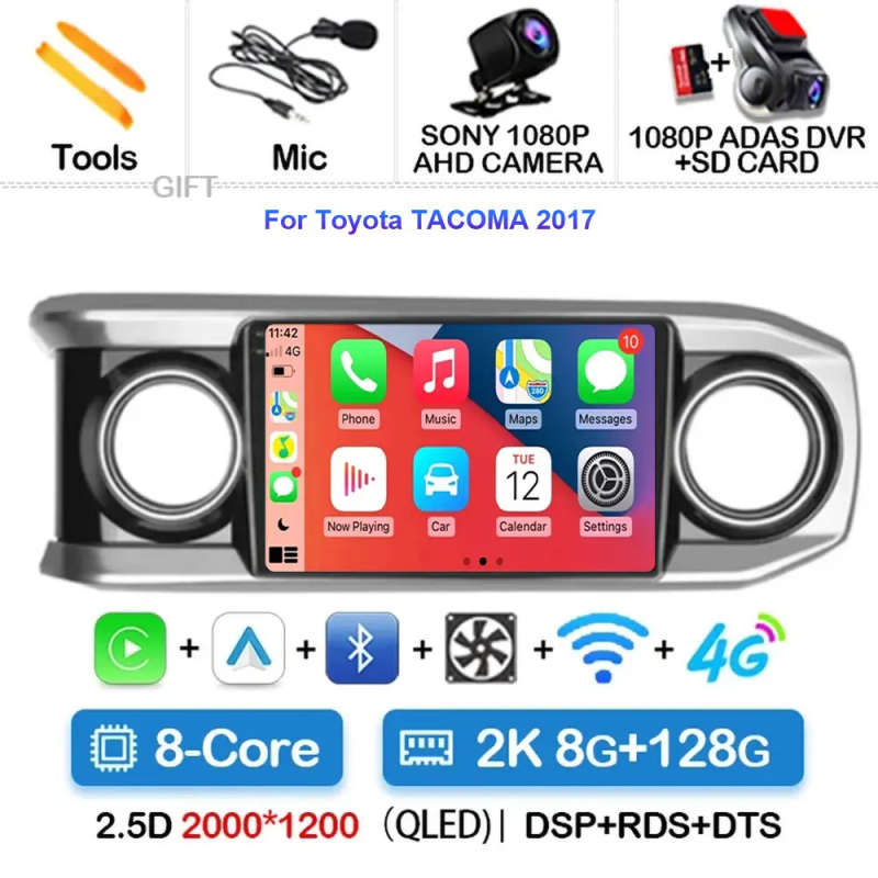 Android 14 Carplay Auto For Toyota TACOMA 2017 Car Radio Multimidia Video Player GPS Navigation 2...
