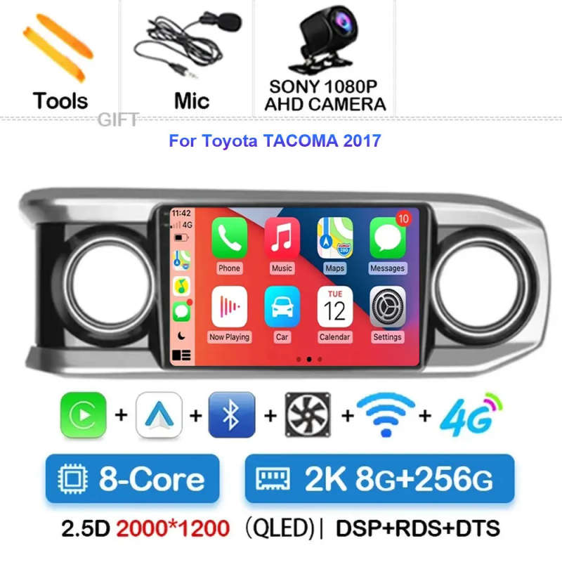 Android 14 Carplay Auto For Toyota TACOMA 2017 Car Radio Multimidia Video Player GPS Navigation 2...