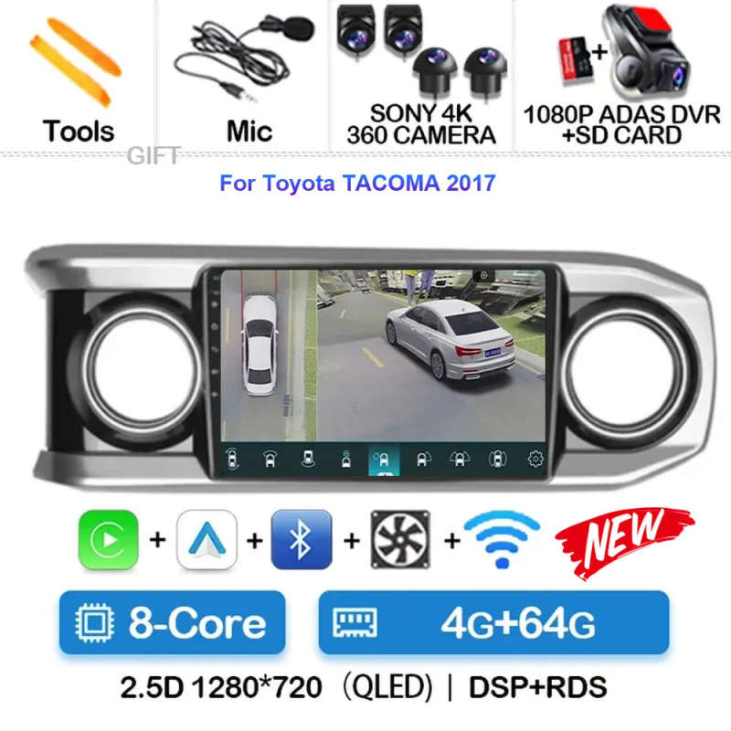 Android 14 Carplay Auto For Toyota TACOMA 2017 Car Radio Multimidia Video Player GPS Navigation 2...