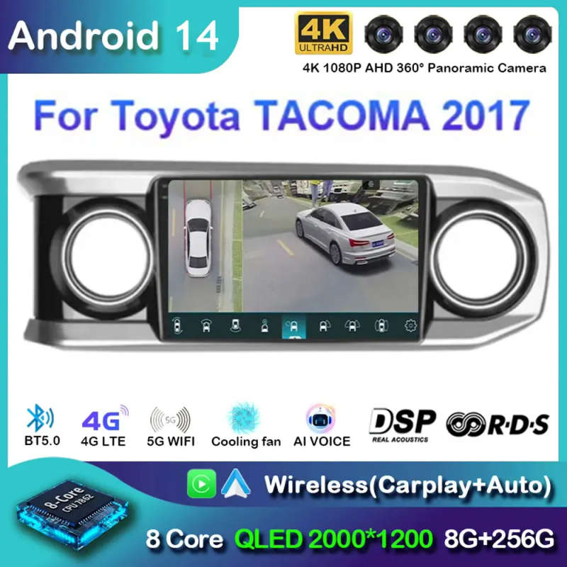 Android 14 Carplay Auto For Toyota TACOMA 2017 Car Radio Multimidia Video Player GPS Navigation 2...