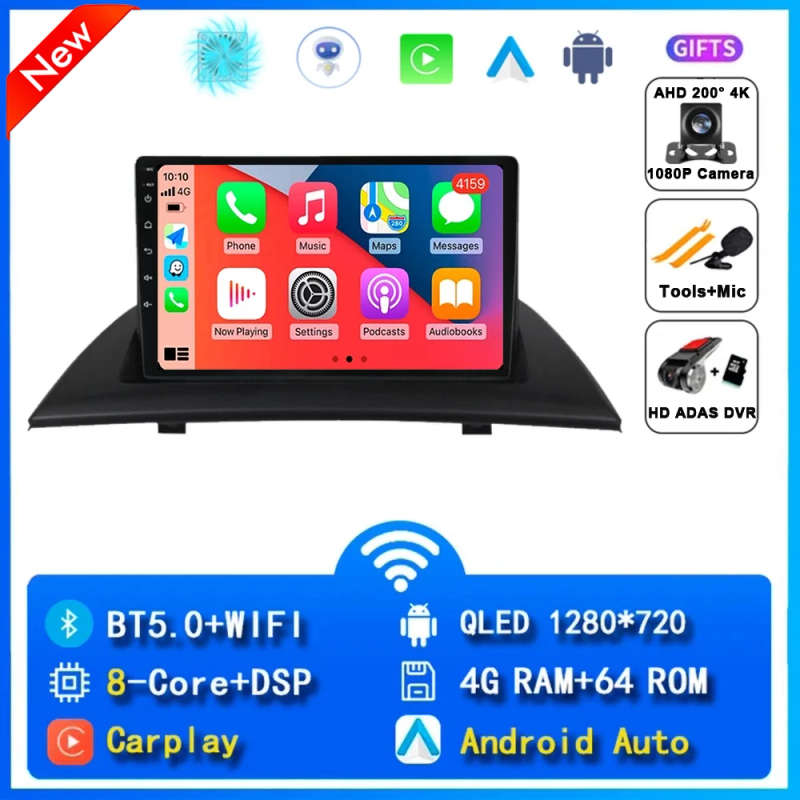 Android 14 Carplay Car Radio For BMW X3 E83 2004 2005 2006 2007 2008 - 2012 Navigation GPS Multim...