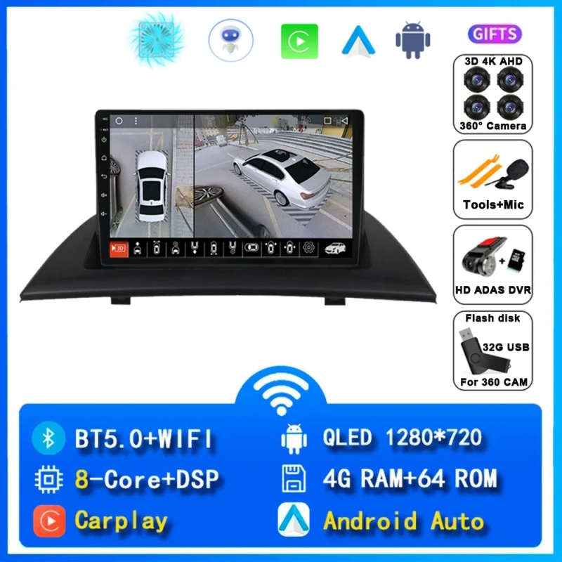 Android 14 Carplay Car Radio For BMW X3 E83 2004 2005 2006 2007 2008 - 2012 Navigation GPS Multim...