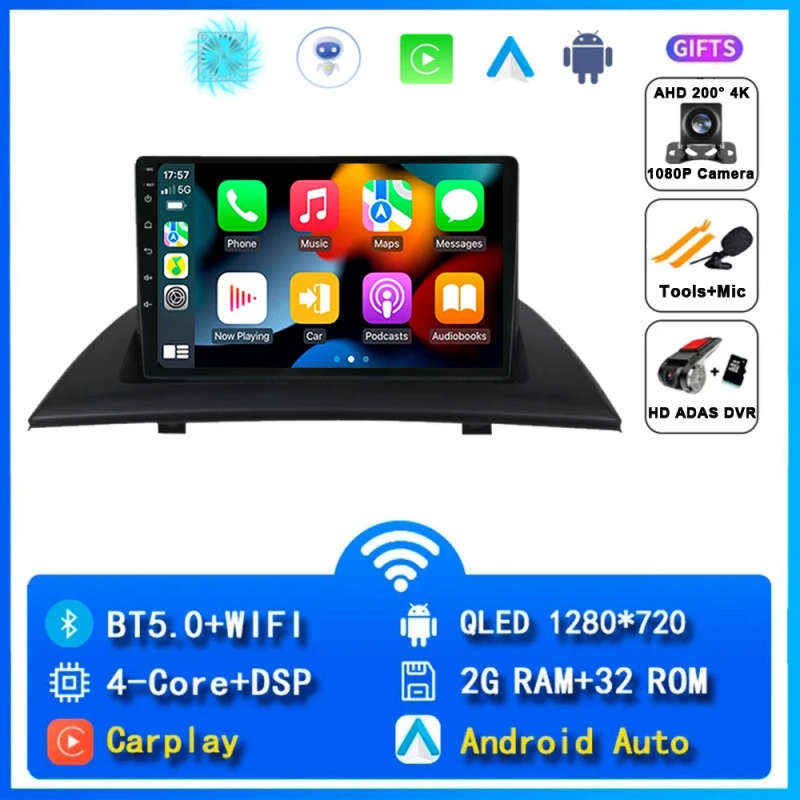 Android 14 Carplay Car Radio For BMW X3 E83 2004 2005 2006 2007 2008 - 2012 Navigation GPS Multim...