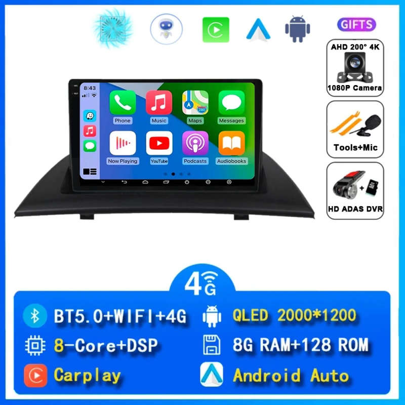 Android 14 Carplay Car Radio For BMW X3 E83 2004 2005 2006 2007 2008 - 2012 Navigation GPS Multim...