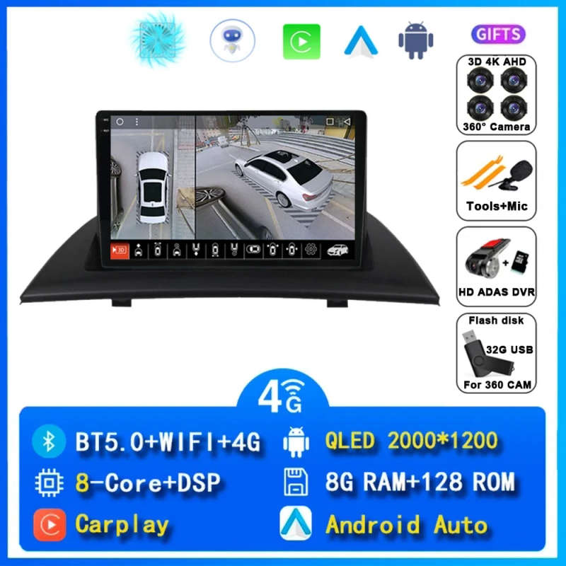 Android 14 Carplay Car Radio For BMW X3 E83 2004 2005 2006 2007 2008 - 2012 Navigation GPS Multim...