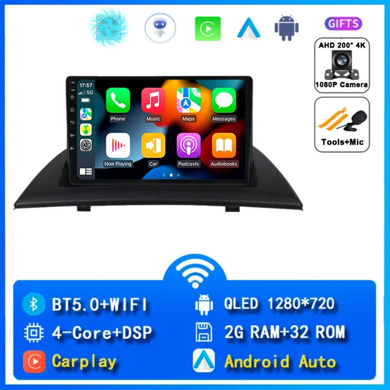 Android 14 Carplay Car Radio For BMW X3 E83 2004 2005 2006 2007 2008 - 2012 Navigation GPS Multim...