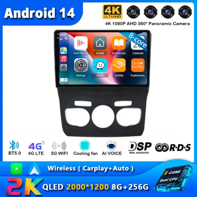 Android 14 Carplay Car Radio For Citroen C4 C4L DS4 2013 2014 2015 2016 2017 Navigation GPS Multi...