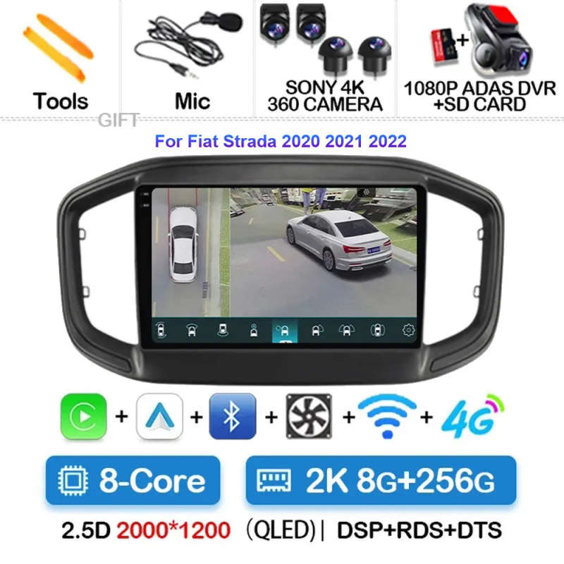 Android 14 Carplay Car Radio For Fiat Strada 2020 2021 2022 Navigation GPS Multimedia Player ster...