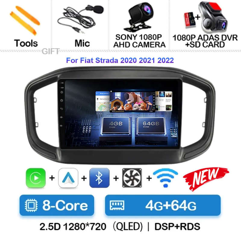 Android 14 Carplay Car Radio For Fiat Strada 2020 2021 2022 Navigation GPS Multimedia Player ster...