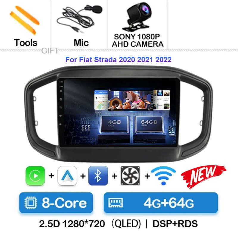 Android 14 Carplay Car Radio For Fiat Strada 2020 2021 2022 Navigation GPS Multimedia Player ster...