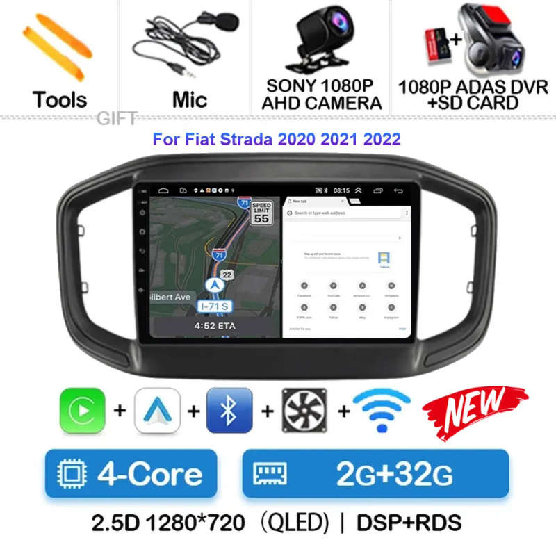 Android 14 Carplay Car Radio For Fiat Strada 2020 2021 2022 Navigation GPS Multimedia Player ster...