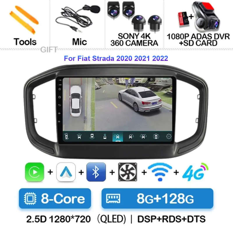 Android 14 Carplay Car Radio For Fiat Strada 2020 2021 2022 Navigation GPS Multimedia Player ster...