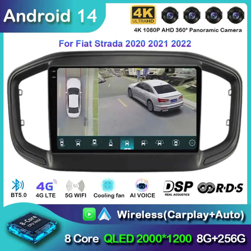 Android 14 Carplay Car Radio For Fiat Strada 2020 2021 2022 Navigation GPS Multimedia Player ster...
