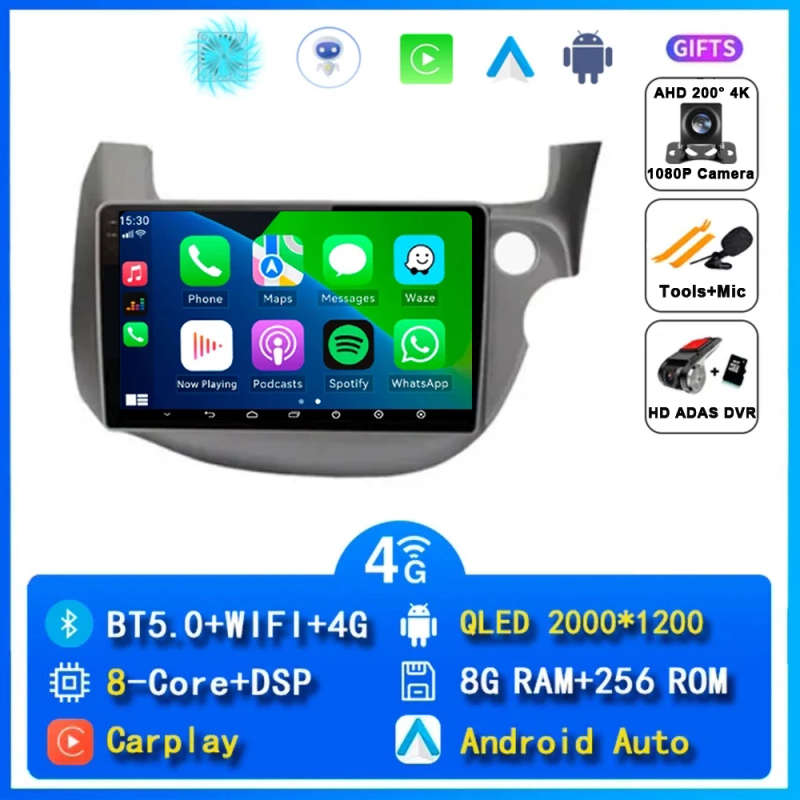 Android 14 Carplay Car Radio For HONDA FIT JAZZ 2007 - 2013 Navigation Multimedia Player Stereo 5...