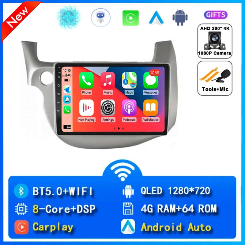 Android 14 Carplay Car Radio For HONDA FIT JAZZ 2007 - 2013 Navigation Multimedia Player Stereo 5...