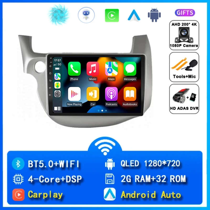 Android 14 Carplay Car Radio For HONDA FIT JAZZ 2007 - 2013 Navigation Multimedia Player Stereo 5...