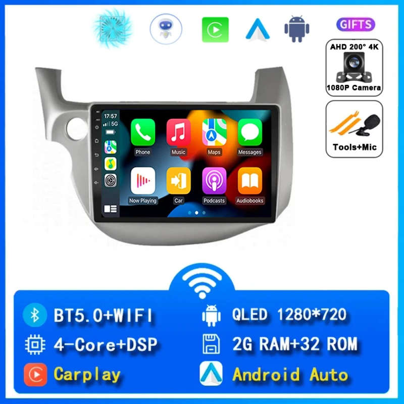Android 14 Carplay Car Radio For HONDA FIT JAZZ 2007 - 2013 Navigation Multimedia Player Stereo 5...