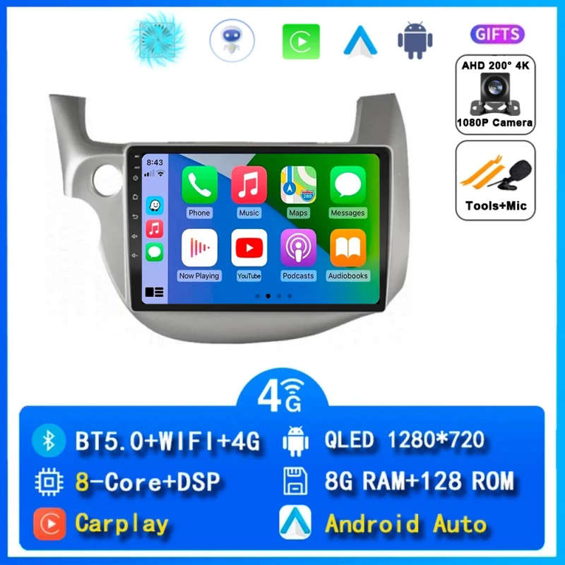Android 14 Carplay Car Radio For HONDA FIT JAZZ 2007 - 2013 Navigation Multimedia Player Stereo 5...