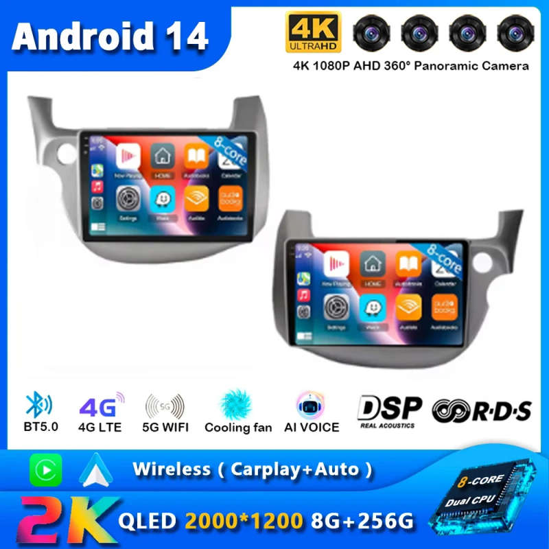 Android 14 Carplay Car Radio For HONDA FIT JAZZ 2007 - 2013 Navigation Multimedia Player Stereo 5...