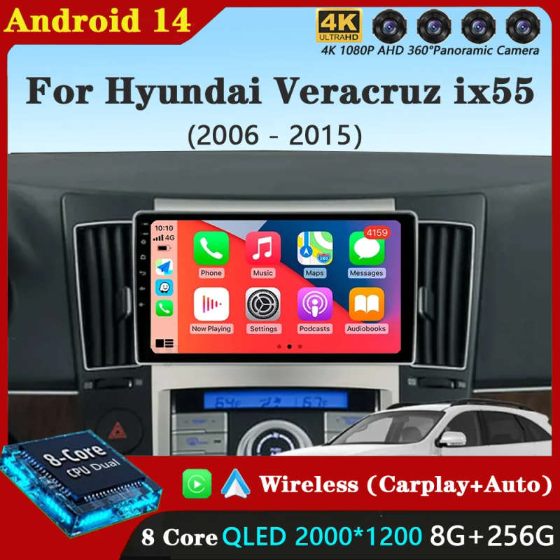 Android 14 Carplay Car Radio For Hyundai Veracruz ix55 2006-2015 Navigation GPS Multimedia Player...
