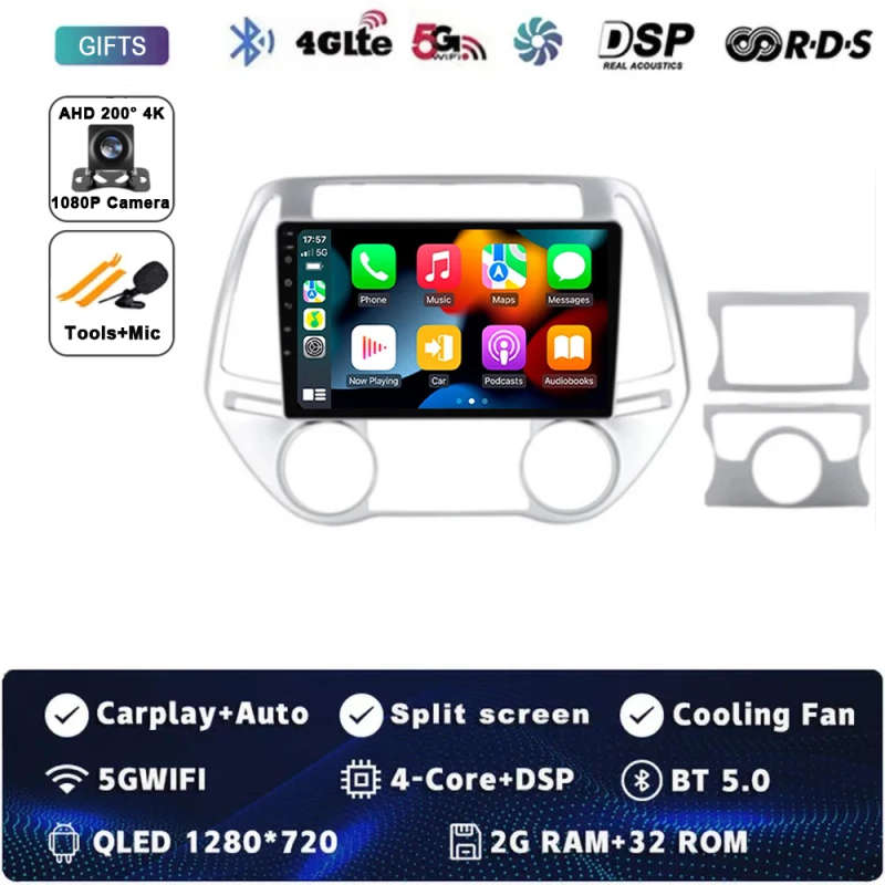 Android 14 Carplay Car Radio For Hyundai i20 2012 2013 2014 Navigation Multimedia Player Stereo W...