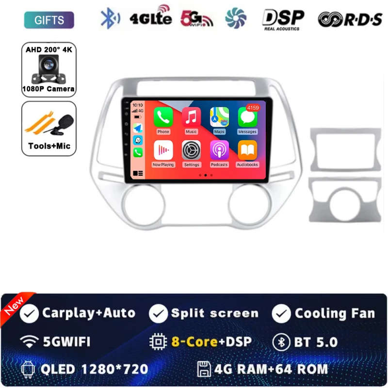Android 14 Carplay Car Radio For Hyundai i20 2012 2013 2014 Navigation Multimedia Player Stereo W...