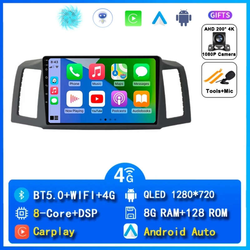 Android 14 Carplay Car Radio For Jeep Grand Cherokee 2004 2005 2006 2007 Navigation GPS Multimedi...
