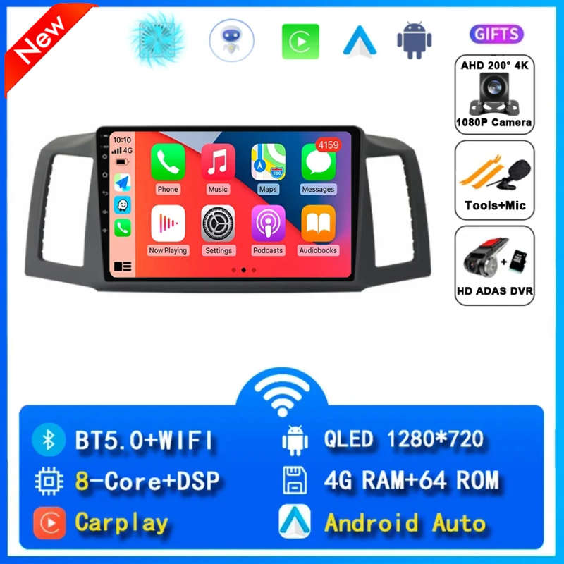 Android 14 Carplay Car Radio For Jeep Grand Cherokee 2004 2005 2006 2007 Navigation GPS Multimedi...