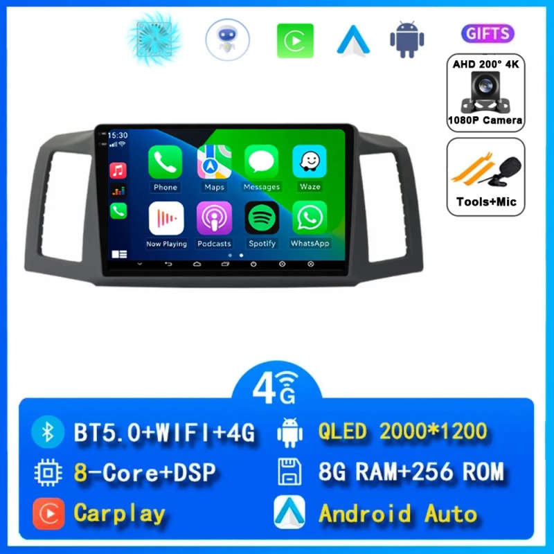 Android 14 Carplay Car Radio For Jeep Grand Cherokee 2004 2005 2006 2007 Navigation GPS Multimedi...