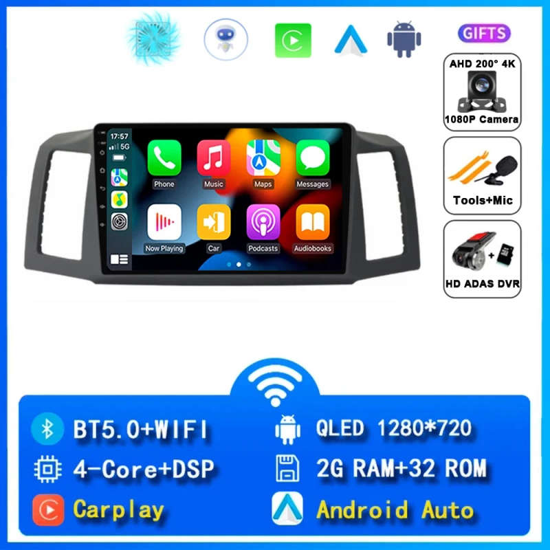 Android 14 Carplay Car Radio For Jeep Grand Cherokee 2004 2005 2006 2007 Navigation GPS Multimedi...