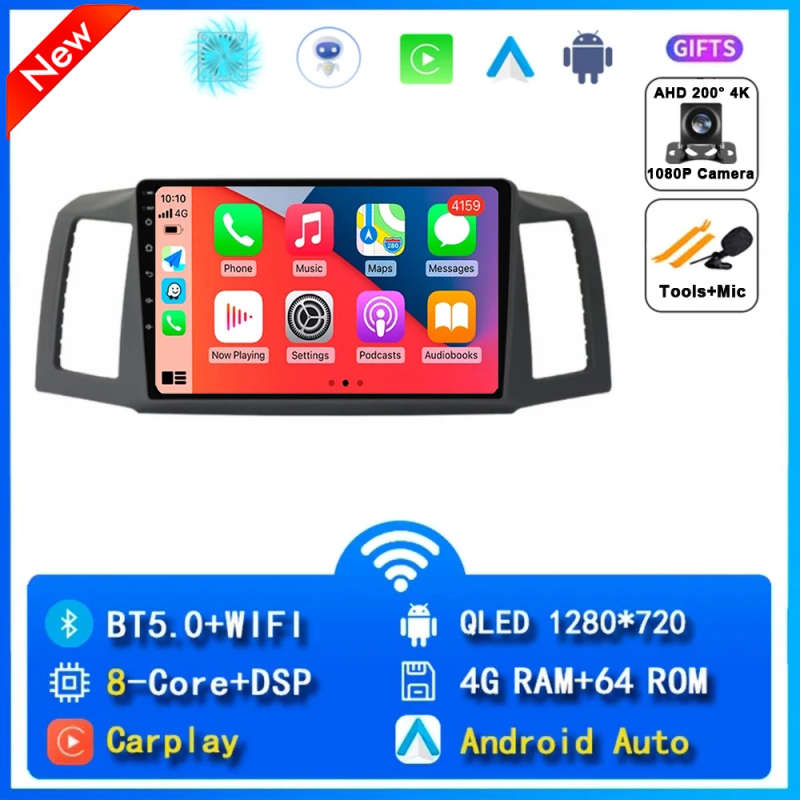 Android 14 Carplay Car Radio For Jeep Grand Cherokee 2004 2005 2006 2007 Navigation GPS Multimedi...