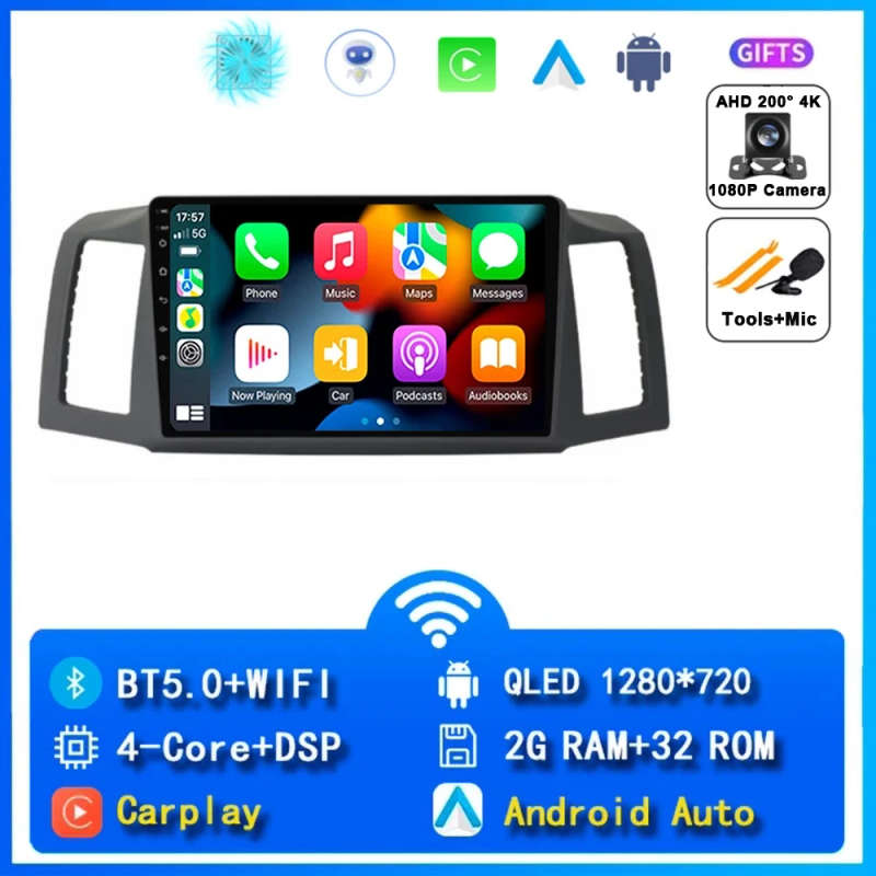 Android 14 Carplay Car Radio For Jeep Grand Cherokee 2004 2005 2006 2007 Navigation GPS Multimedi...