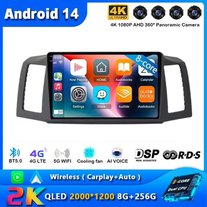 Android 14 Carplay Car Radio For Jeep Grand Cherokee 2004 2005 2006 2007 Navigation GPS Multimedi...