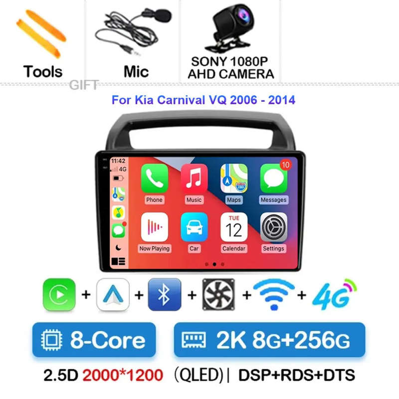 Android 14 Carplay Car Radio For KIA Carnival VQ 2006 - 2014 Navigation Multimedia Player Stereo ...